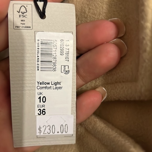 River Island long camel peacoat - Picture 7 of 7